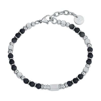 Luca Barra Bracciale Uomo con Pietre Agata Nera -BA1168