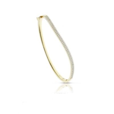 Argento 925 Bracciale Rigido ad Onda Dorato -AS0730Y