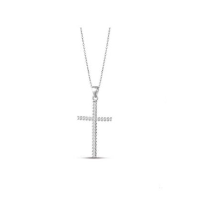 Argento 925 Collana con Croce Argentata -AS1214