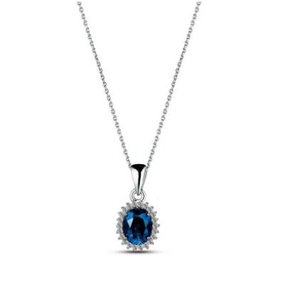 Argento 925 Collana con Pietra Blu -AS1229