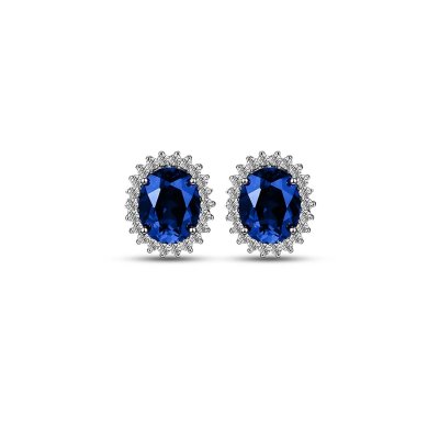 Argento 925 Orecchini con Pietra Blu -AS1230