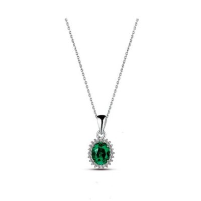 Argento 925 Collana Pietra Verde -AS1233