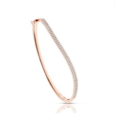 Argento 925 Bracciale Rigido ad Onda Rosè -AS0730R