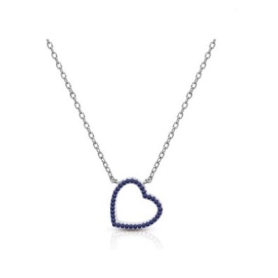 Argento 925 Collana con Cuore Blu -AS1172A