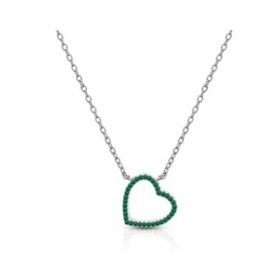 Argento 925 Collana con Cuore Verde -AS1172C