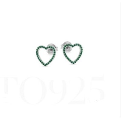 Argento 925 Orecchini con Cuore Verde -AS1173B