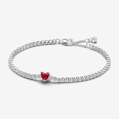 Pandora Bracciale Tennis con Cuore Rosso -590041C02-18 - gioielleria fashion