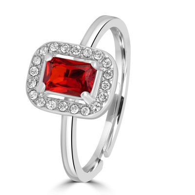 Brand Anello Cristallo Rettangolare Rosso -14RG018R