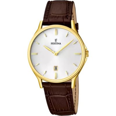 Festina Orologio Classic Bianco con Cinturino in Pelle -F16747/1