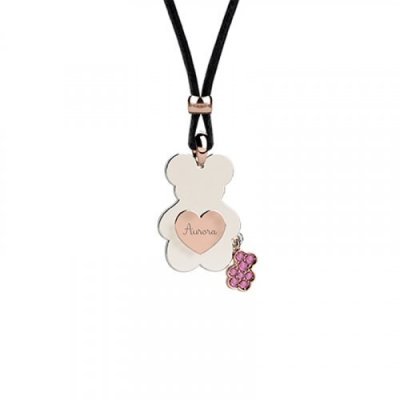 Nanan Collana con Orso e cordino Rosa -NGIO0020