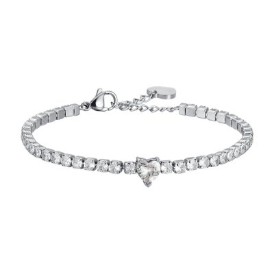 Luca Barra Bracciale Tennis Cuore Bianco -BK2280