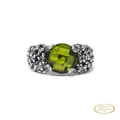 Maestro Riverso Anello Primule D’Argento Peridoto -ANPRM07-VE