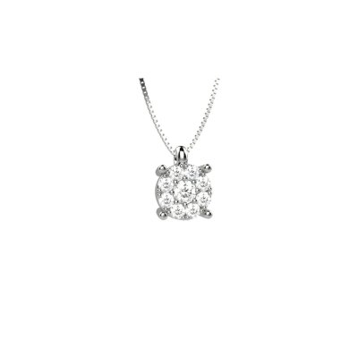 Collana oro 18kt con punto luce in pavè di diamanti -EL0901