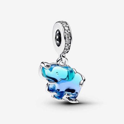 Pandora Charm Pendente Elefante Vetro di Murano Blu -793339C01