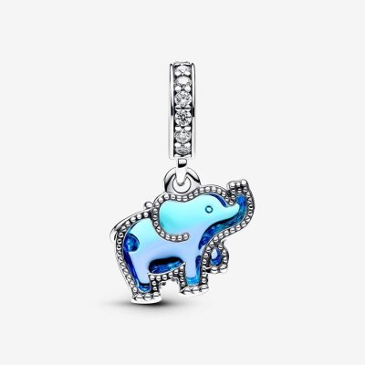 Pandora Charm Pendente Elefante Vetro di Murano Blu -793339C01