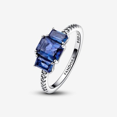 Pandora Anello Trilogy Pietre Blu -192389C01-48