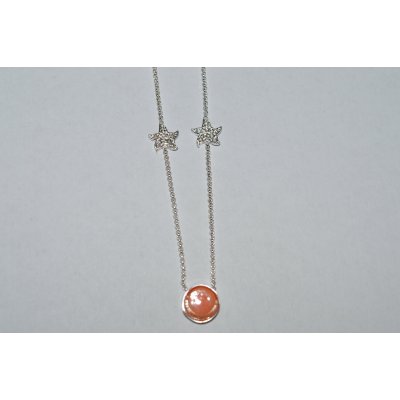 Vetro di Murano Argento Collana Circle Arancione -GMA006.03