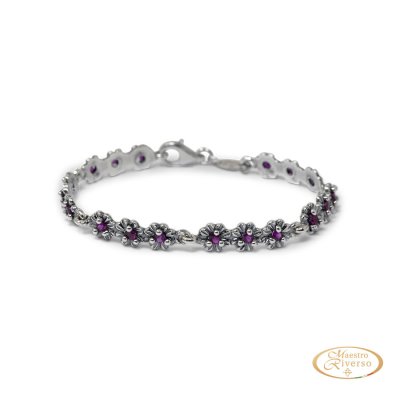 Maestro Riverso Bracciale Primule D’Argento Rosso -BRPRM09-R