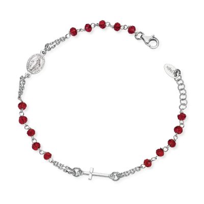 Amen Bracciale Rosario Cristalli Rossi -BROBR3