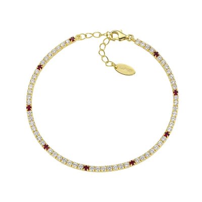 Amen Bracciale Tennis Dorato con Zirconi Rossi e Bianchi -BT7GRB16