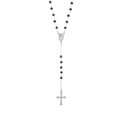 Amen Collana Rosario Classico Pavè Rodio -CROBNZ4