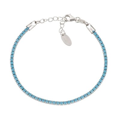 Amen Bracciale Tennis Argento con Zirconi Turchesi -BTPBAZ16