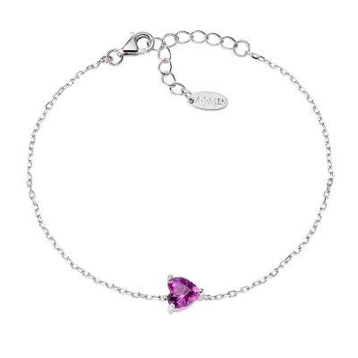 Amen Bracciale Solitario Cuore Fucsia -BRSHBFZ6