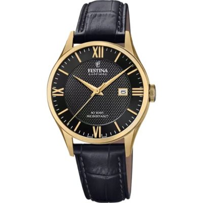 Festina Orologio Swiss Made Nero in Pelle Uomo -F20010/4