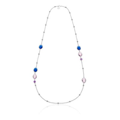 Unoaerre Collana Lunga pietre Rosa e Blu Jaipur -2256