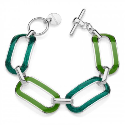 Unoaerre Bracciale Argentato con Smalto Verde Donna -2072