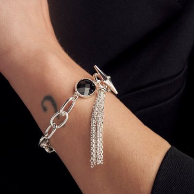 Unoaerre Bracciale con Pietra Nera e Frange Donna -2193