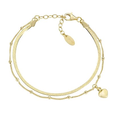 Amen Bracciale Doppia Catena con Cuore -BR2PICUG