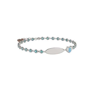 Nanan Bracciale Tennis con Pietre Azzurre e Targhetta -NAN0514