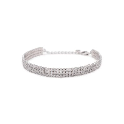 Dilvdò Bracciale Tennis Triple Silver White -BRTCBB3