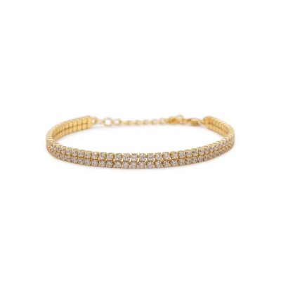 Dilvdò Bracciale Tennis Double Tennis Gold White -BRTCOB2F