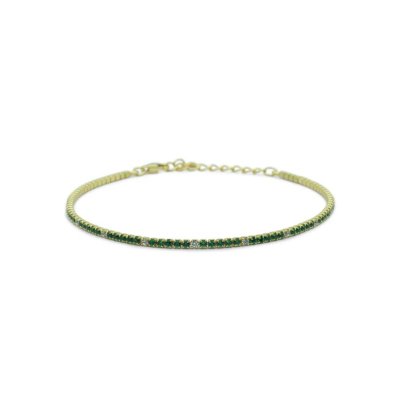 Dilvdò Bracciale Tennis Gold Green & White -BRTCOVALT