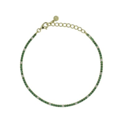 Dilvdò Bracciale Tennis Gold Green & White -BRTCOVALT