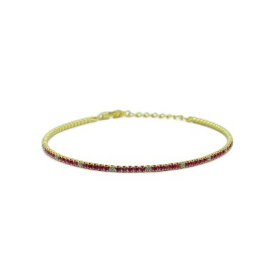 Dilvdò Bracciale Tennis Gold Ruby & White -BRTCORALT