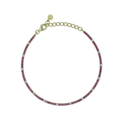 Dilvdò Bracciale Tennis Gold Ruby & White -BRTCORALT