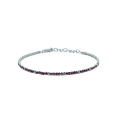 Dilvdò Bracciale Tennis Silver Ruby & White -BRTCBRALT