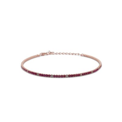 Dilvdò Bracciale Tennis Rosè Ruby & White -BRTCRRALT