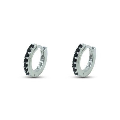 Dilvdò Hoop Ring Silver Black -ORDLBN