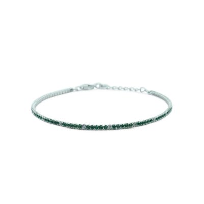 Dilvdò Bracciale Tennis Silver Green & White -BRTCBVALT