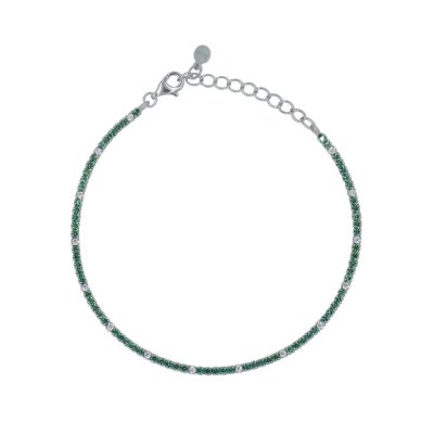 Dilvdò Bracciale Tennis Silver Green & White -BRTCBVALT