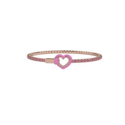 Nanan Bracciale Tennis in Argento con Cuore Centrale - Rosa -NAN0403